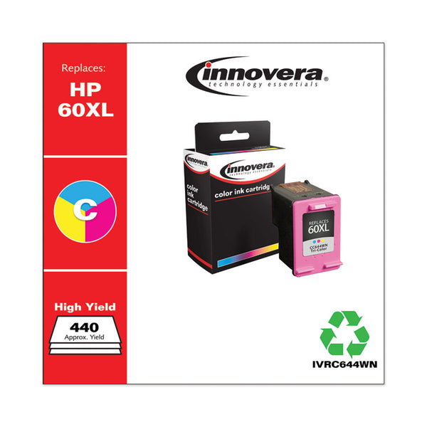 Innovera® Remanufactured Tri-Color High-Yield Ink, Replacement for 60XL (CC644WN), 440 Page-Yield (IVRC644WN) Each