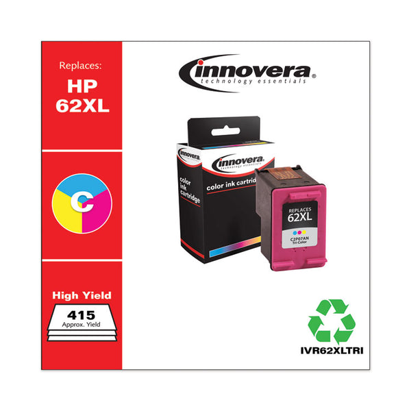 Innovera® Remanufactured Tri-Color High-Yield Ink, Replacement for 62XL (C2P07AN), 415 Page-Yield (IVR62XLTRI) Each