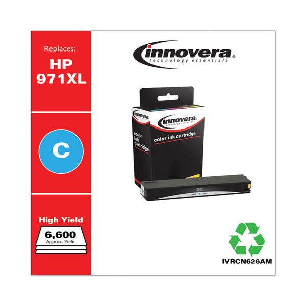 Innovera® Remanufactured Cyan High-Yield Ink, Replacement for 971XL (CN626AM), 6,600 Page-Yield (IVRCN626AM) Each