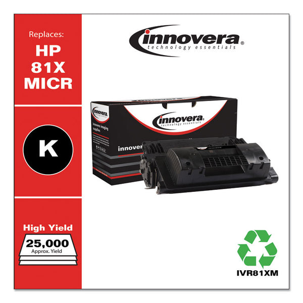 Innovera® Remanufactured Black High-Yield MICR Toner, Replacement for 81XM (CF281XM), 25,000 Page-Yield, Ships in 1-3 Business Days (IVR81XM) Each