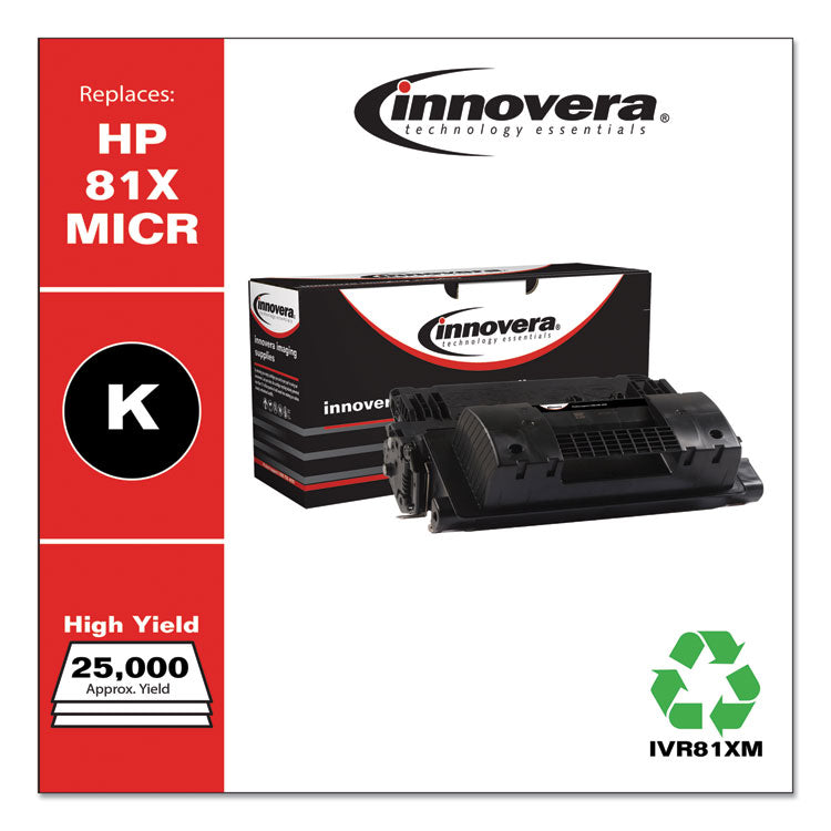 Innovera® Remanufactured Black High-Yield MICR Toner, Replacement for 81XM (CF281XM), 25,000 Page-Yield, Ships in 1-3 Business Days (IVR81XM) Each