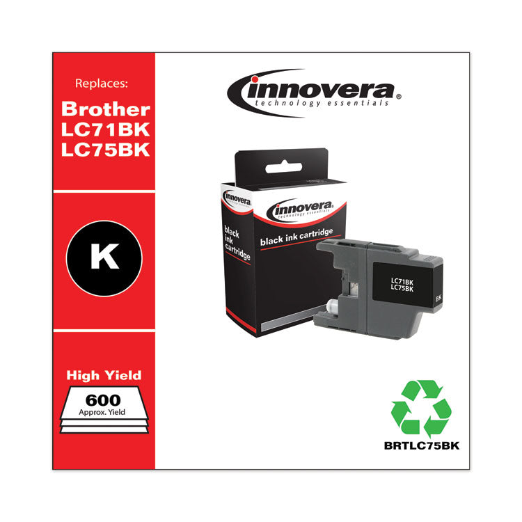 Innovera® Remanufactured Black High-Yield Ink, Replacement for LC75BK, 600 Page-Yield (IVRLC75BK) Each