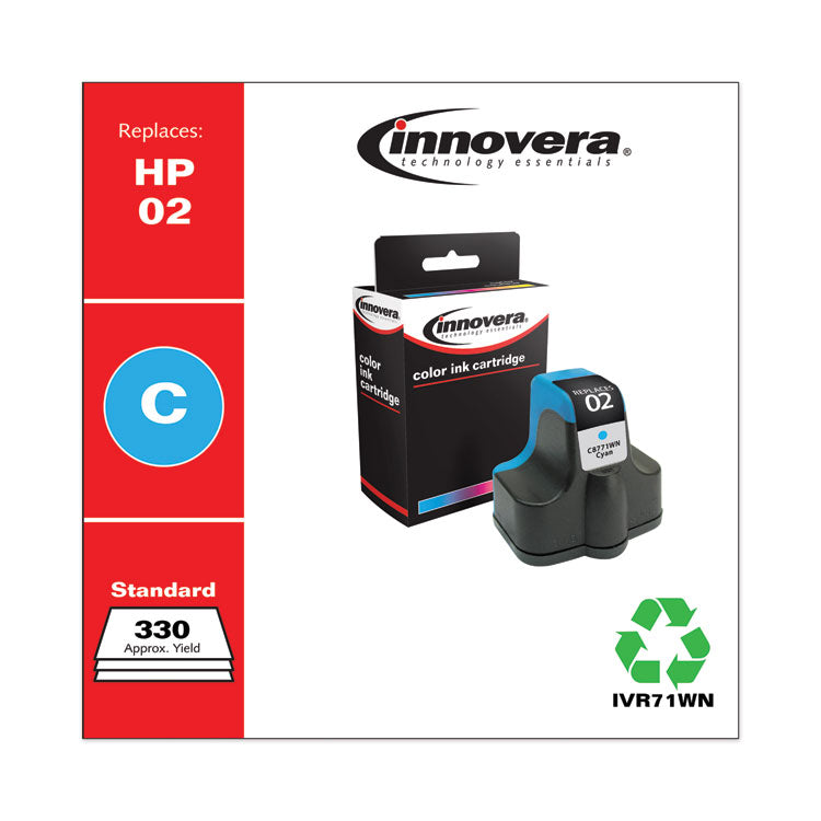 Innovera® Remanufactured Cyan Ink, Replacement for 02 (C8771WN), 400 Page-Yield (IVR71WN) Each