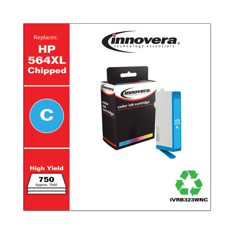 Innovera® Remanufactured Cyan High-Yield Ink, Replacement for 564XL (CB323WN), 750 Page-Yield (IVRB323WNC) Each