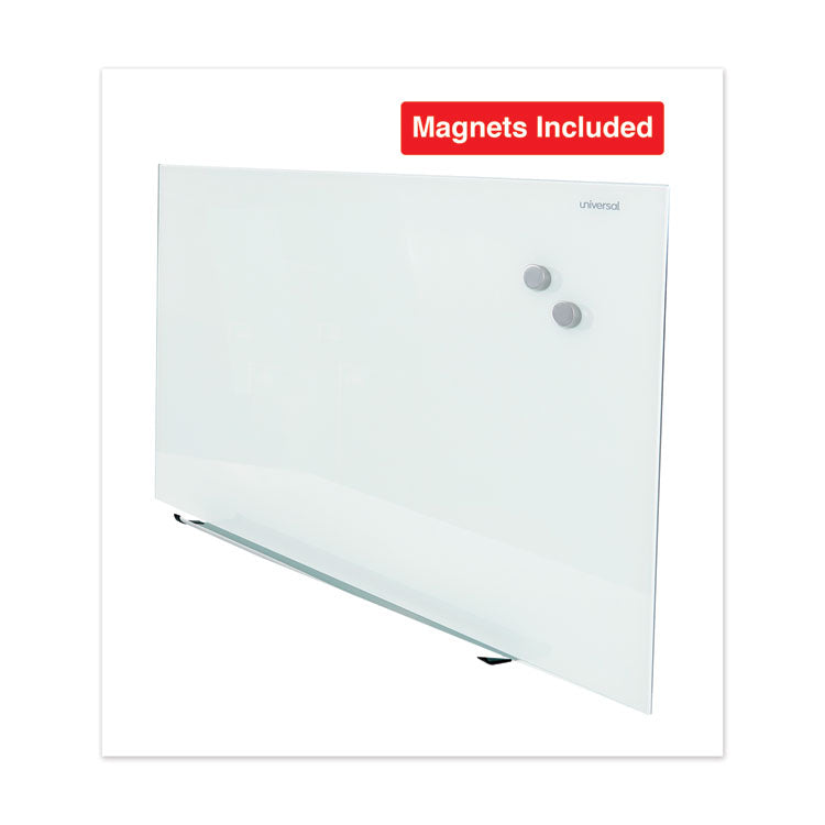 Universal® Frameless Magnetic Glass Marker Board, 36 x 24, White Surface (UNV43202)