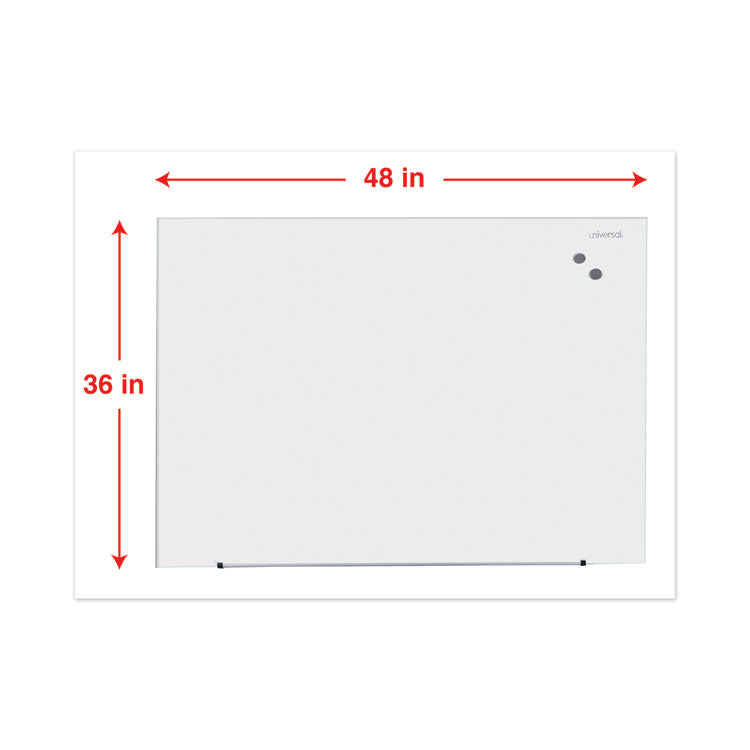 Universal® Frameless Magnetic Glass Marker Board, 48 x 36, White Surface (UNV43203)