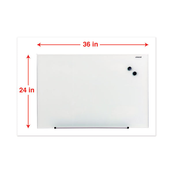 Universal® Frameless Magnetic Glass Marker Board, 36 x 24, White Surface (UNV43202)