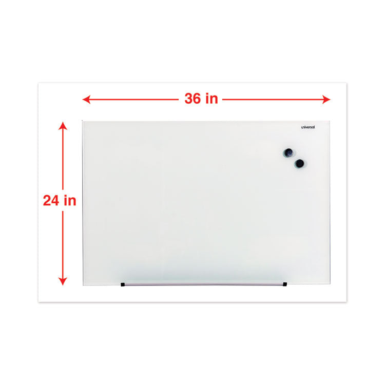 Universal® Frameless Magnetic Glass Marker Board, 36 x 24, White Surface (UNV43202)