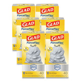 Glad® Tall Kitchen Drawstring Trash Bags, 13 gal, 0.72 mil, 23.75" x 24.88", White, 240/Carton (CLO79008)