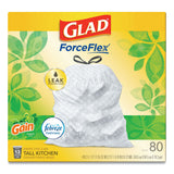 Glad® OdorShield Tall Kitchen Drawstring Bags, 13 gal, 0.95 mil, 24" x 27.38", White, 80 Bags/Box, 3 Boxes/Carton (CLO78900) Case of 240