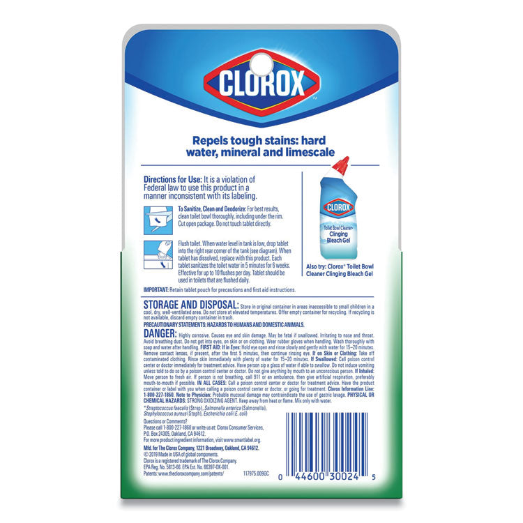 Clorox® Automatic Toilet Bowl Cleaner, 3.5 oz Tablet, 2/Pack, 6 Packs/Carton (CLO30024CT)