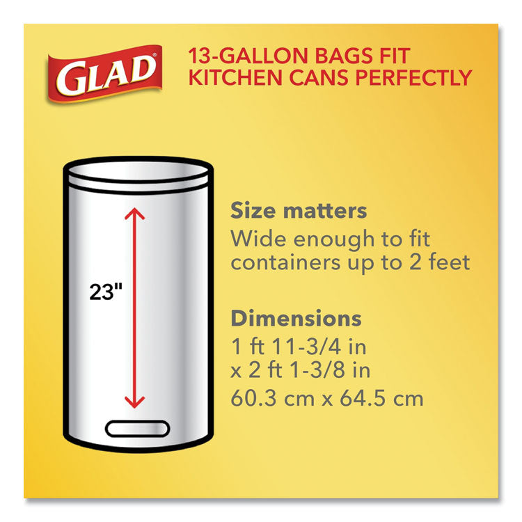 Glad® OdorShield Tall Kitchen Drawstring Bags, 13 gal, 0.95 mil, 24" x 27.38", White, 80 Bags/Box, 3 Boxes/Carton (CLO78900) Case of 240