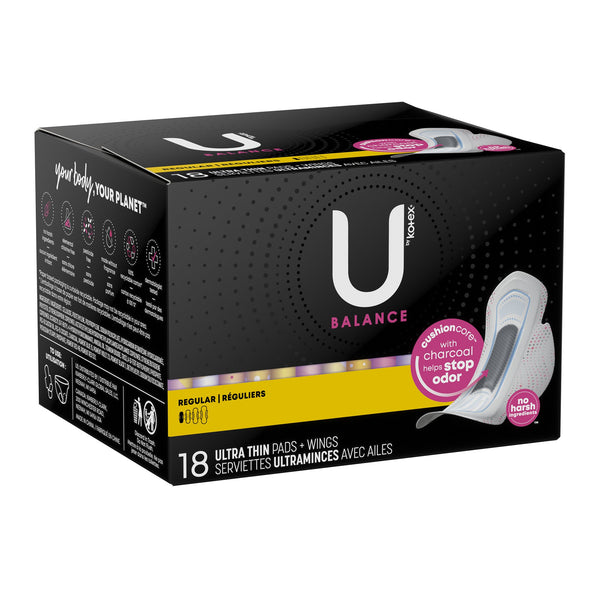 U by Kotex® Balance Feminine Pad Ultra Thin with Wings Regular Absorbency (1224718_PK) 18/PK