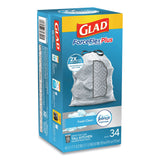 Glad® ForceFlexPlus OdorShield Tall Kitchen Drawstring Trash Bags, 13 gal, 0.9 mil, 24" x 28", White, 34 Bags/Box, 6 Boxes/Carton (CLO70320) Case of 6