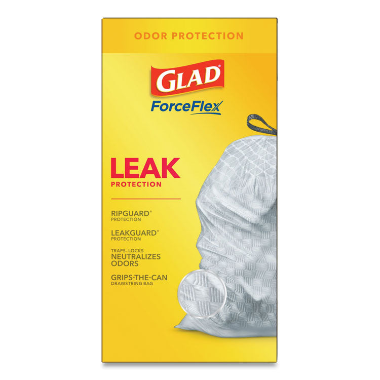 Glad® Tall Kitchen Drawstring Trash Bags, 13 gal, 0.72 mil, 23.75" x 24.88", White, 240/Carton (CLO79008) Case of 240