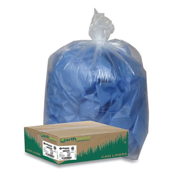 Earthsense® Commercial Linear Low Density Clear Recycled Can Liners, 23 gal, 1.25 mil, 28.5" x 43", Clear, 150/Carton (WBIRNW4310C) Case of 150