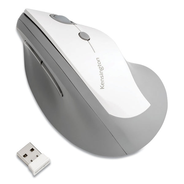 Kensington® Pro Fit Ergo Vertical Wireless Mouse, 2.4 GHz Frequency/65.62 ft Wireless Range, Right Hand Use, Gray (KMW75520)