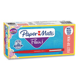 Paper Mate® Point Guard Flair Felt Tip Porous Point Pen, Stick, Medium 0.7 mm, Red Ink, Red Barrel, Dozen (PAP8420152)