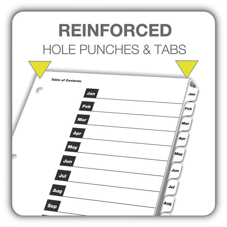 Cardinal OneStep Printable Table of Contents and Dividers, 12-Tab, Jan. to Dec., 11 x 8.5, White, 1 Set (CRD60313) Set of 12