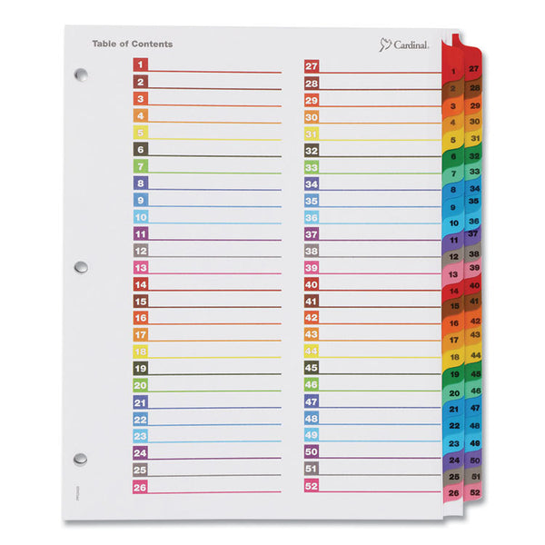 Cardinal® OneStep Printable Table of Contents and Dividers - Double Column, 52-Tab, 1 to 52, 11 x 8.5, White, 1 Set (CRD60990)