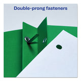 Avery® Two-Pocket Folder, Prong Fastener, 0.5" Capacity, 11 x 8.5, Green, 25/Box (AVE47977)