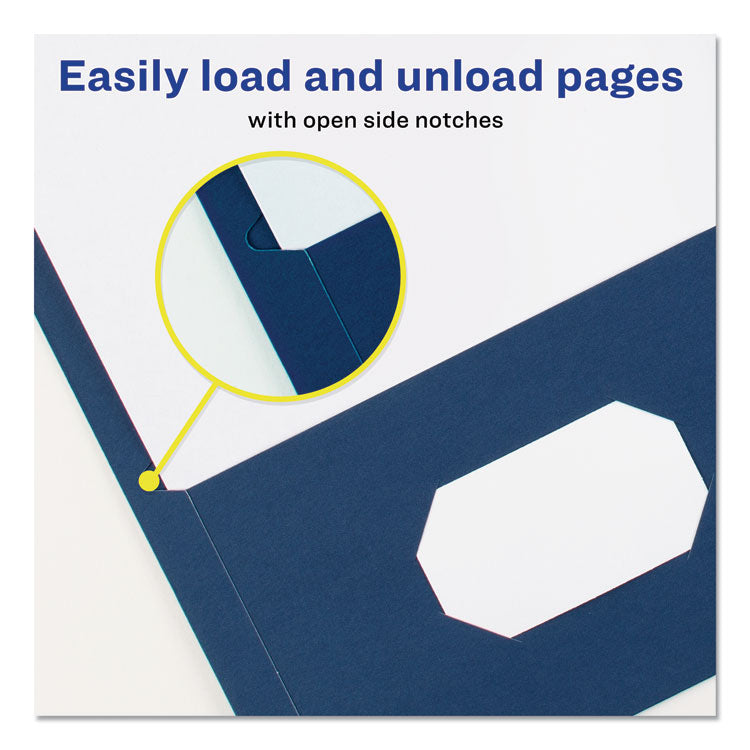 Avery® Two-Pocket Folder, 40-Sheet Capacity, 11 x 8.5, Dark Blue, 25/Box (AVE47985)