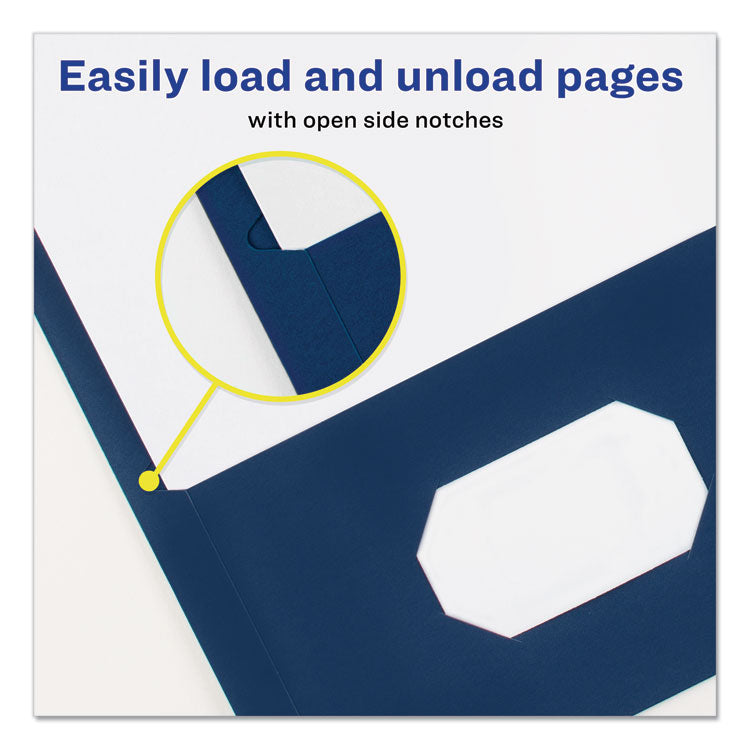 Avery® Two-Pocket Folder, Prong Fastener, 0.5" Capacity, 11 x 8.5, Dark Blue, 25/Box (AVE47975) 1 Pack of 25