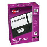 Avery® Two-Pocket Folder, 40-Sheet Capacity, 11 x 8.5, Black, 25/Box (AVE47988)