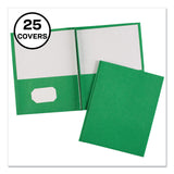 Avery® Two-Pocket Folder, Prong Fastener, 0.5" Capacity, 11 x 8.5, Green, 25/Box (AVE47977)