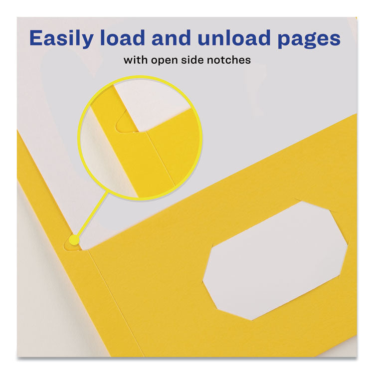 Avery® Two-Pocket Folder, 40-Sheet Capacity, 11 x 8.5, Yellow, 25/Box (AVE47992)