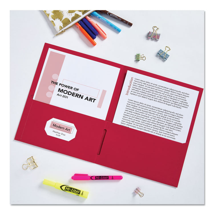 Avery® Two-Pocket Folder, 40-Sheet Capacity, 11 x 8.5, Red, 25/Box (AVE47989) 1 Pack of 25