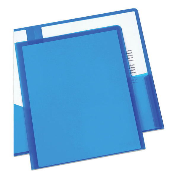 Avery® Plastic Two-Pocket Folder, 20-Sheet Capacity, 11 x 8.5, Translucent Blue (AVE47811)