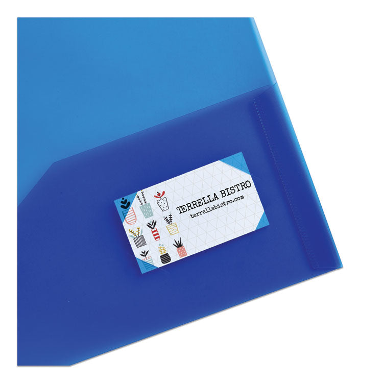 Avery® Plastic Two-Pocket Folder, 20-Sheet Capacity, 11 x 8.5, Translucent Blue (AVE47811)