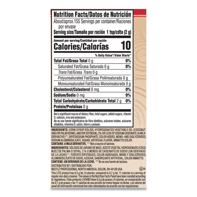 Coffee mate® Powdered Original Lite Creamer, 11 oz. Canister, 12/Carton (NES74185CT) Case of 12