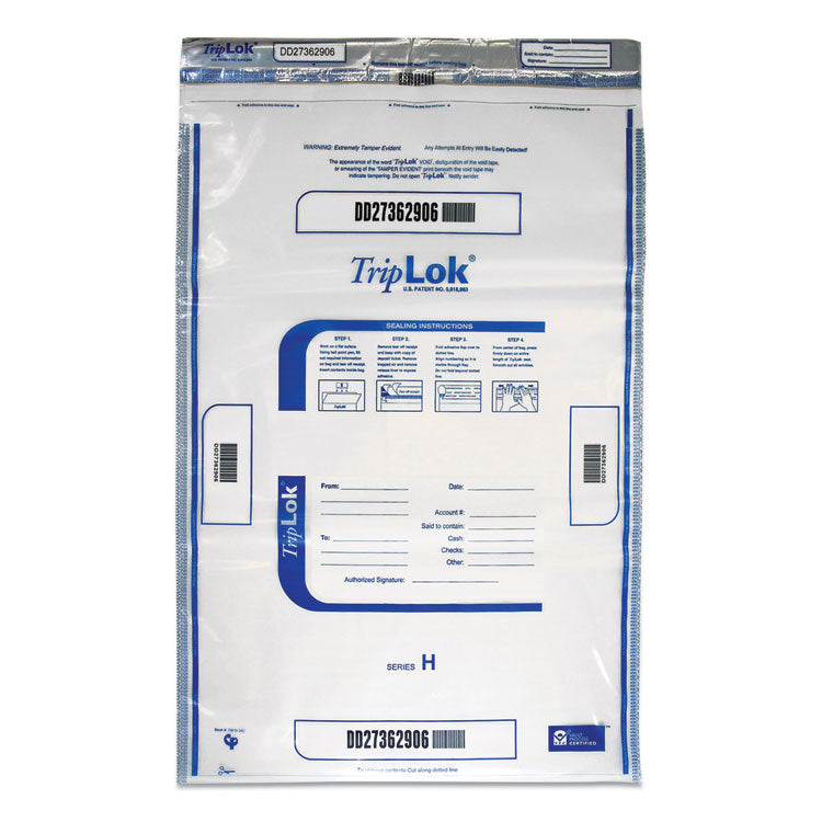 TripLOK™ Deposit Bag, Plastic, 4 mil, 20 x 28, Clear, 50/Pack (CNK585059) Pack of 50