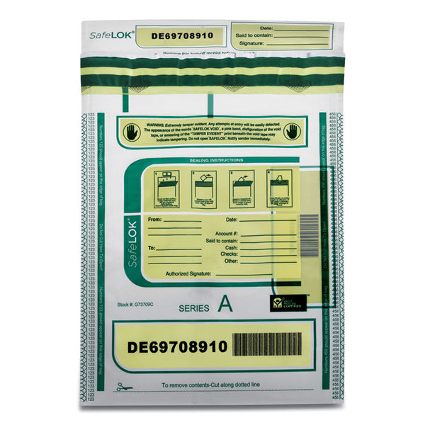 SafeLOK™ Deposit Bag, Plastic, 9 x 12, Clear, 100/Pack (CNK585087) Pack of 100