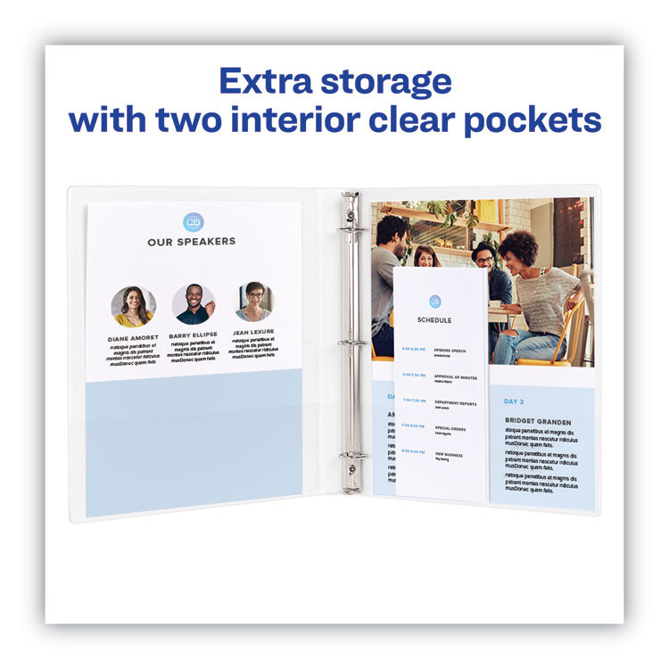 Avery® Heavy-Duty Non Stick View Binder with DuraHinge and Slant Rings, 3 Rings, 0.5" Capacity, 11 x 8.5, White, 4/Pack (AVE79709)