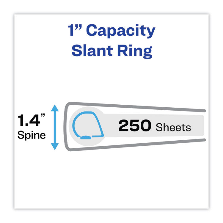 Avery® Heavy-Duty Non Stick View Binder with DuraHinge and Slant Rings, 3 Rings, 1" Capacity, 11 x 8.5, White, 4/Pack (AVE79780)