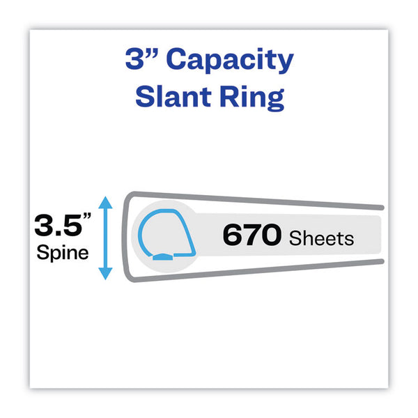 Avery® Heavy-Duty Non Stick View Binder with DuraHinge and Slant Rings, 3 Rings, 3" Capacity, 11 x 8.5, White, 2/Pack (AVE79791)