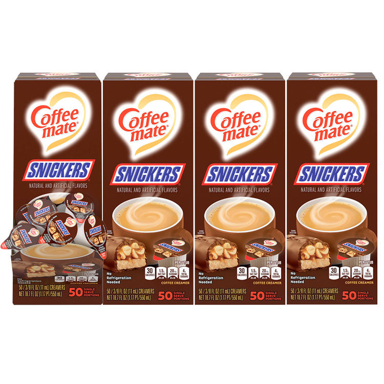 Coffee mate® Liquid Coffee Creamer, Snickers, 0.38 oz Mini Cups, 200 Cups/Carton (NES61425CT) Case of 200