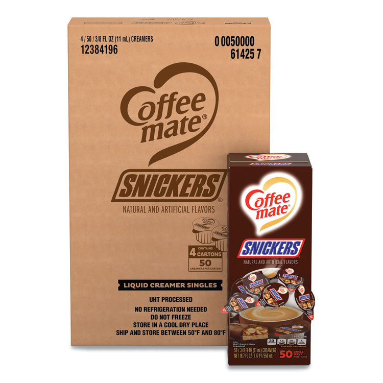 Coffee mate® Liquid Coffee Creamer, Snickers, 0.38 oz Mini Cups, 200 Cups/Carton (NES61425CT) Case of 200