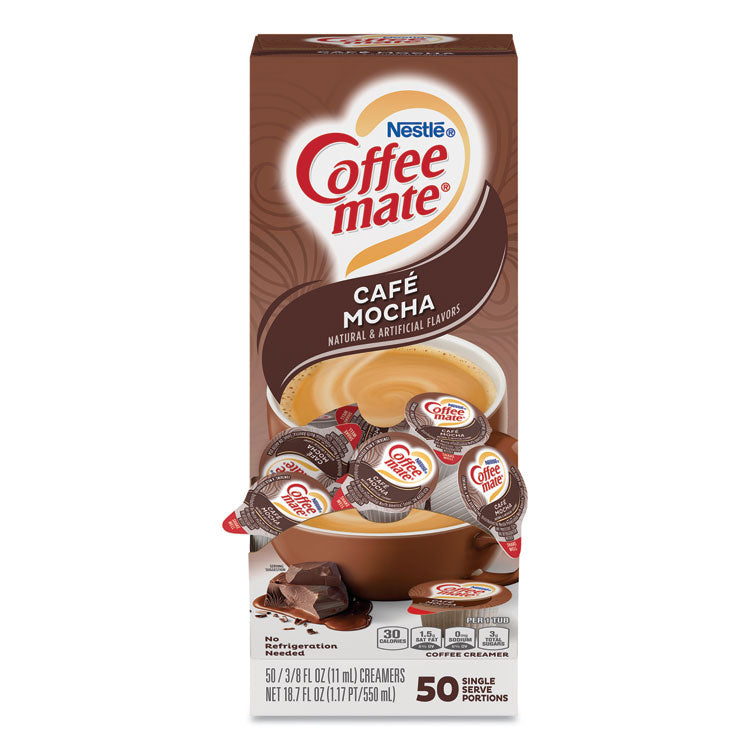 Coffee mate® Liquid Coffee Creamer, Cafe Mocha, 0.38 oz Mini Cups, 50/Box, 4 Boxes/Carton, 200 Total/Carton (NES35115CT) Case of 200