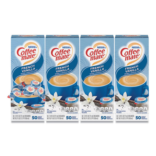 Coffee mate® Liquid Coffee Creamer, French Vanilla, 0.38 oz Mini Cups, 50/Box, 4 Boxes/Carton, 200 Total/Carton (NES35170CT)