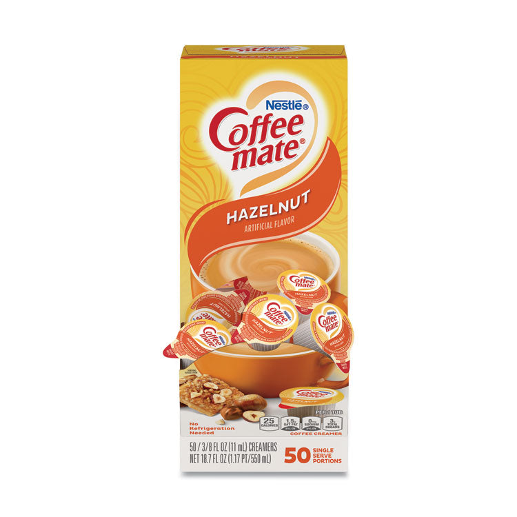 Coffee mate® Liquid Coffee Creamer, Hazelnut, 0.38 oz Mini Cups, 50/Box (NES35180BX) Each