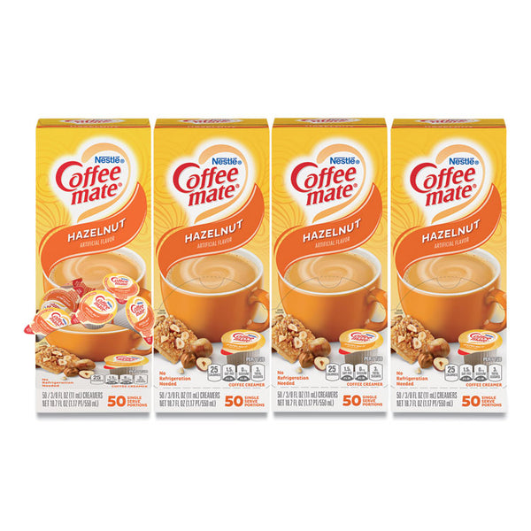 Coffee mate® Liquid Coffee Creamer, Hazelnut, 0.38 oz Mini Cups, 50/Box, 4 Boxes/Carton, 200 Total/Carton (NES35180CT)