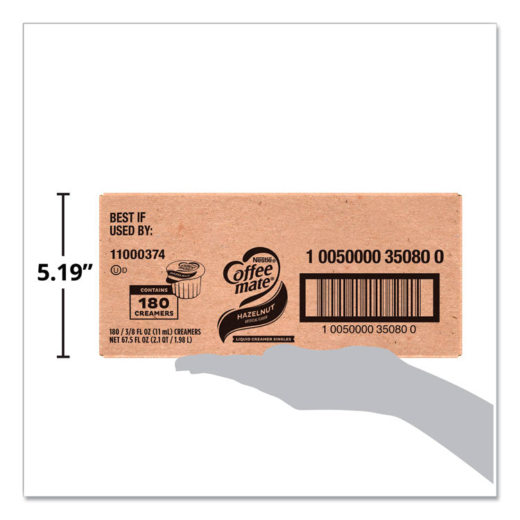 Coffee mate® Liquid Coffee Creamer, Hazelnut, 0.38 oz Mini Cups, 180/Carton (NES35080) Case of 180