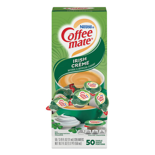 Coffee mate® Liquid Coffee Creamer, Irish Creme, 0.38 oz Mini Cups, 50/Box, 4 Boxes/Carton, 200 Total/Carton (NES35112CT)