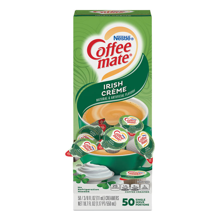 Coffee mate® Liquid Coffee Creamer, Irish Creme, 0.38 oz Mini Cups, 50/Box, 4 Boxes/Carton, 200 Total/Carton (NES35112CT) Case of 200