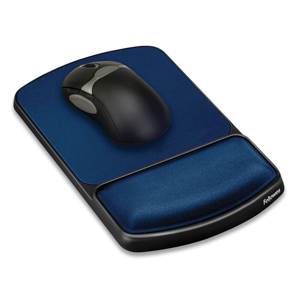 Fellowes® Gel Mouse Pad with Wrist Rest, 6.25 x 10.12, Black/Sapphire (FEL98741)