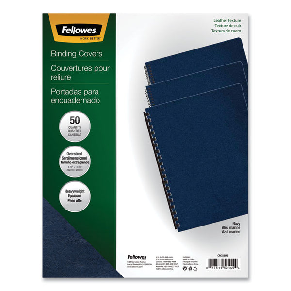 Fellowes® Executive Leather-Like Presentation Cover, Navy, 11.25 x 8.75, Unpunched, 50/Pack (FEL52145)